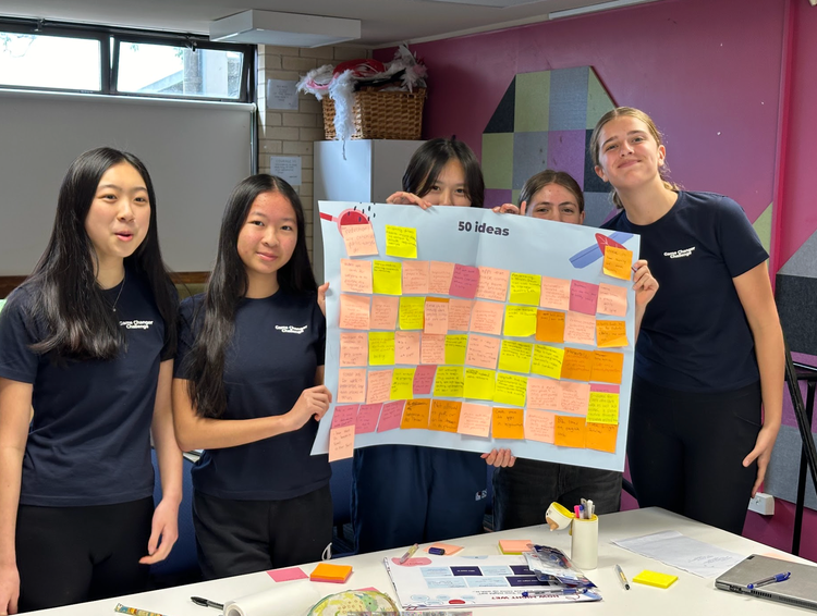 Students holding brainstorm